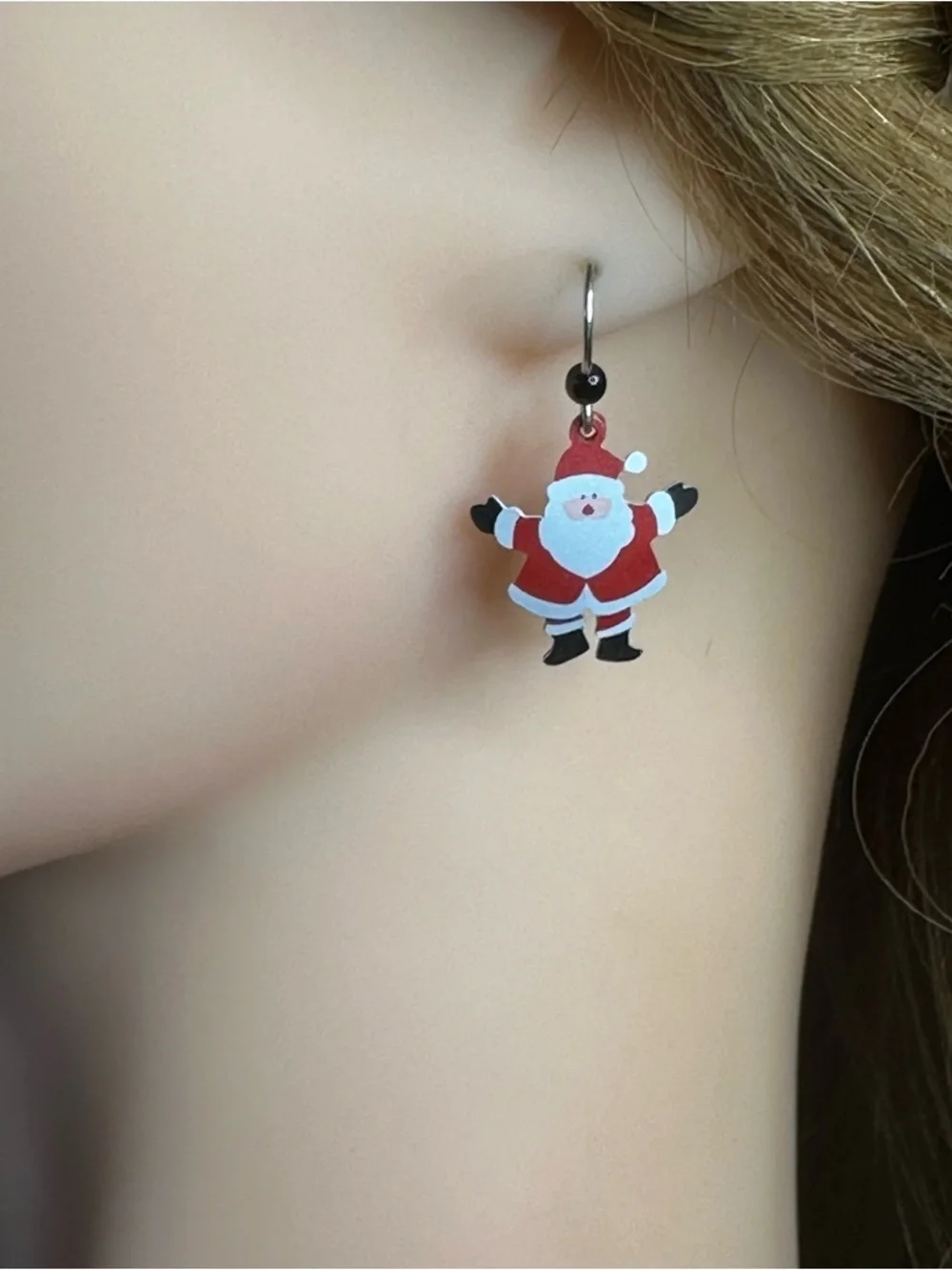Santa Claus Christmas Earrings – Festive Holiday Jewelry with 925 Silver Hooks